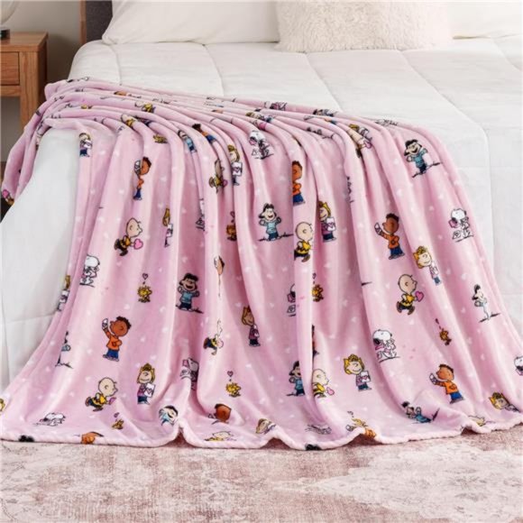 Blanket Peanuts Cute Character Snoopy Plush Throw Blanket, Pink  55x70 Inch - Picture 1 of 8
